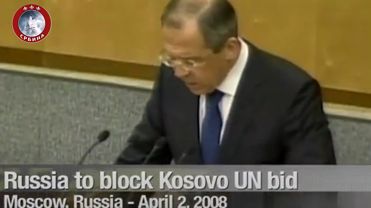 Sergei Lavrov UN 1244 8.04.2008 Russia to block Kosovo UN bid